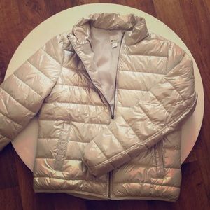 puffy iridescent winter coat